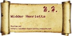 Widder Henrietta névjegykártya